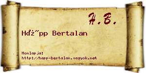Hápp Bertalan névjegykártya